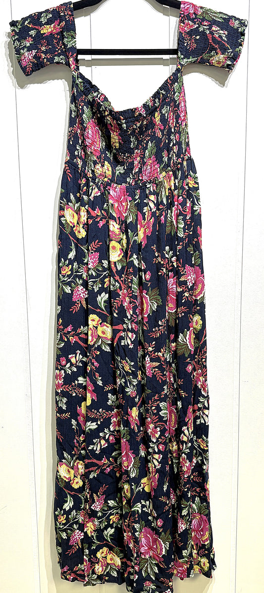 Off Shoulder Floral Print Maxi Dress