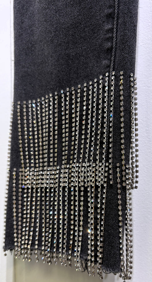 Denim Jeans w/Rhinestone Fringe