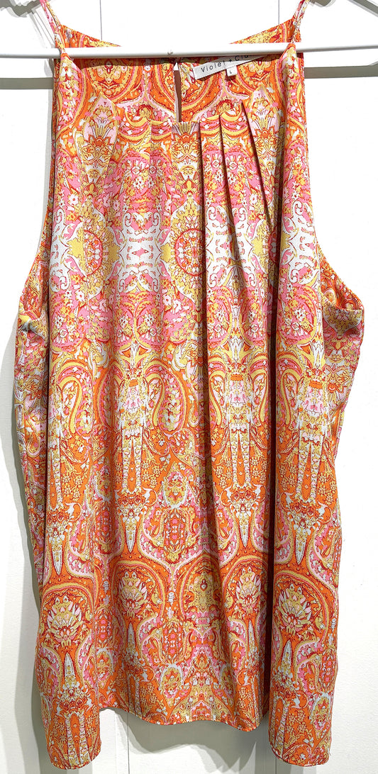 Paisley Print Sleeveless Blouse