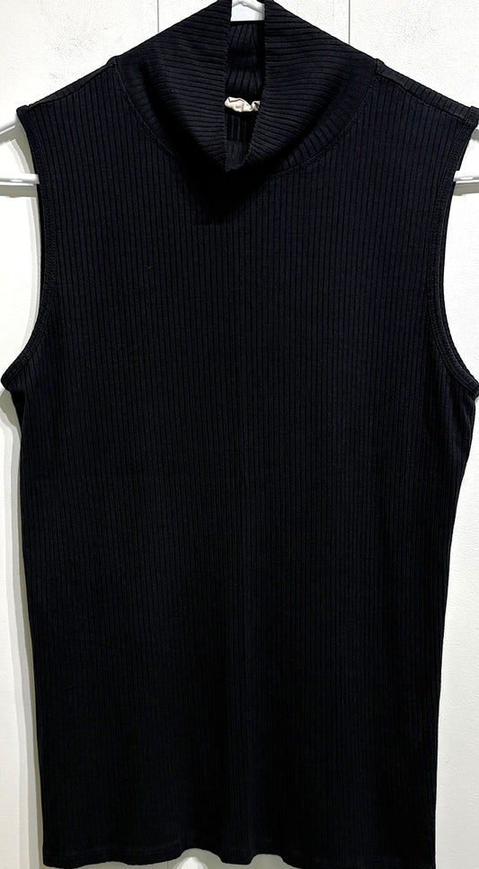 Ribbed Turtleneck Sleeveless Top