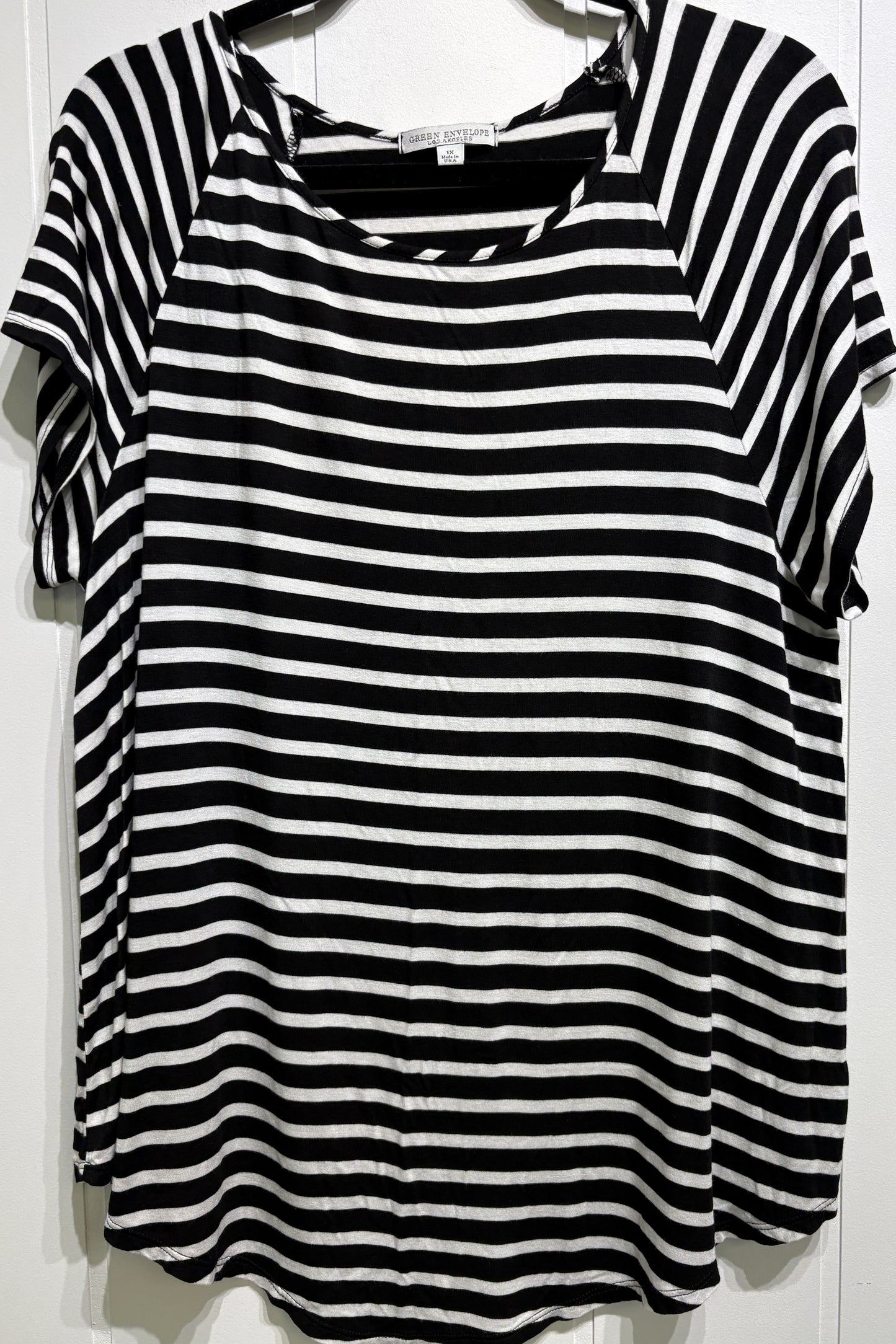 Green Envelope Knit Striped Top