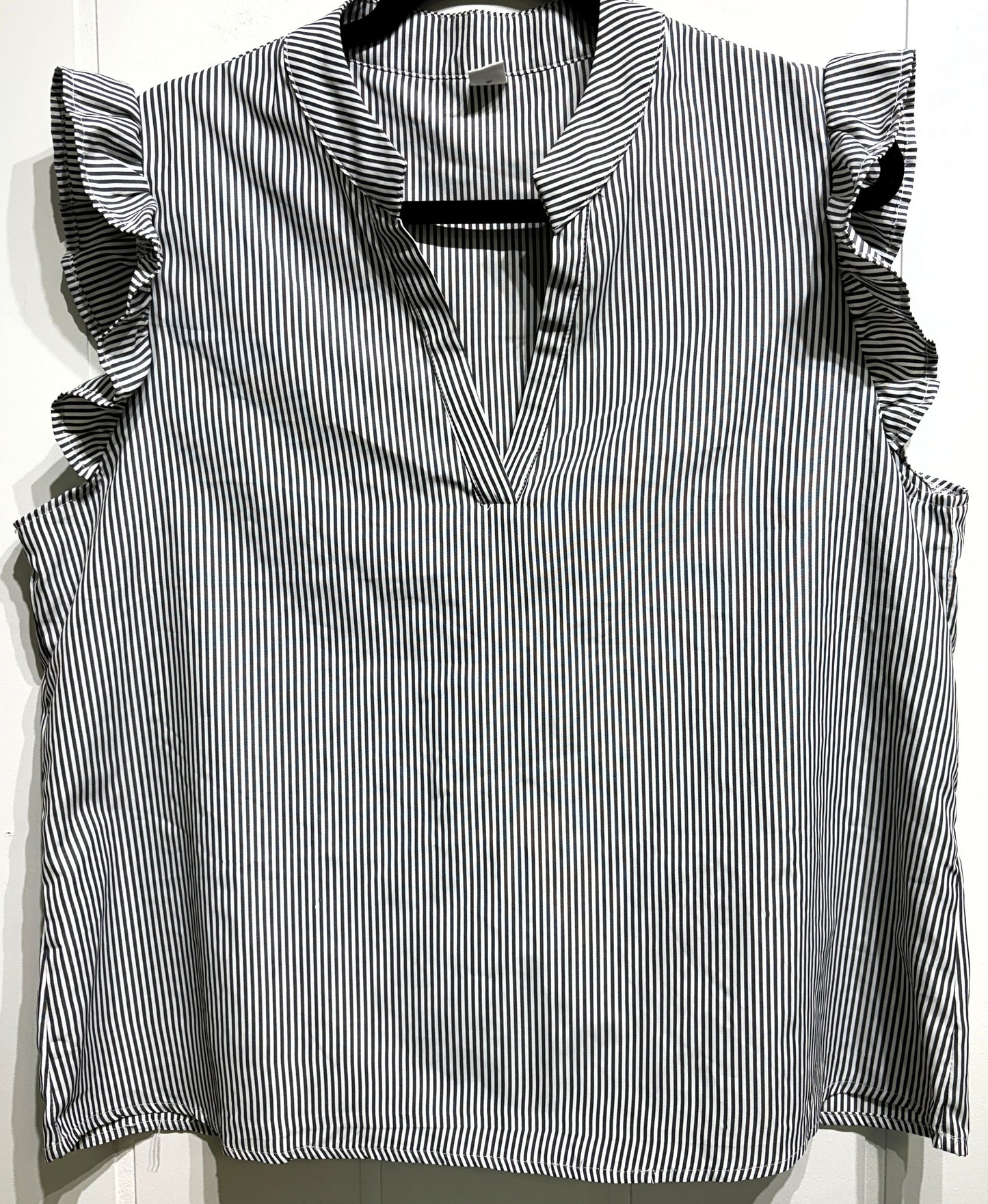 Striped Ruffle Sleeve Blouse