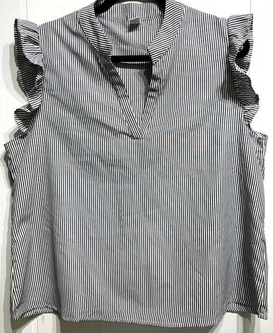 Striped Ruffle Sleeve Blouse