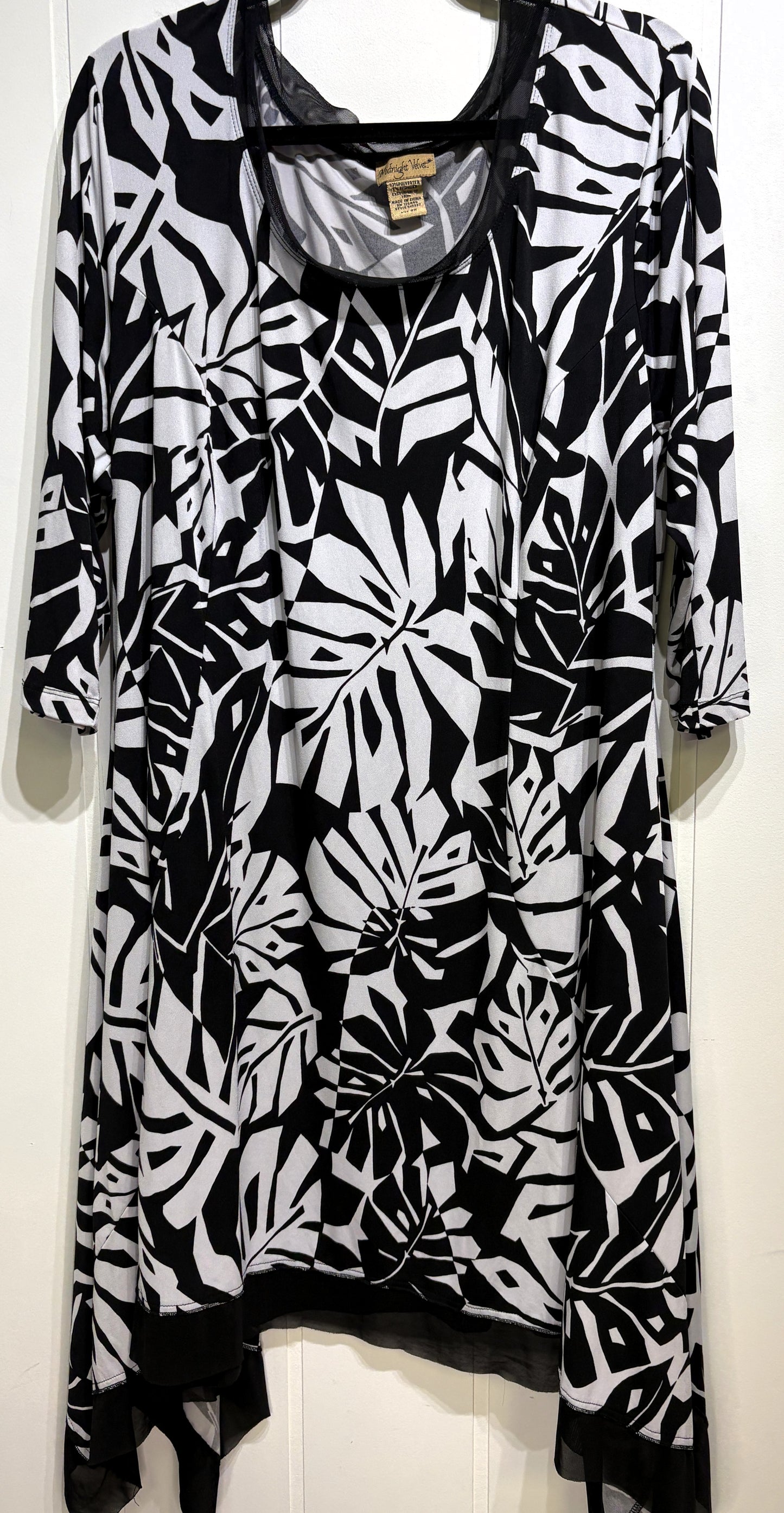 Midnight Velvet Leaf Print Dress