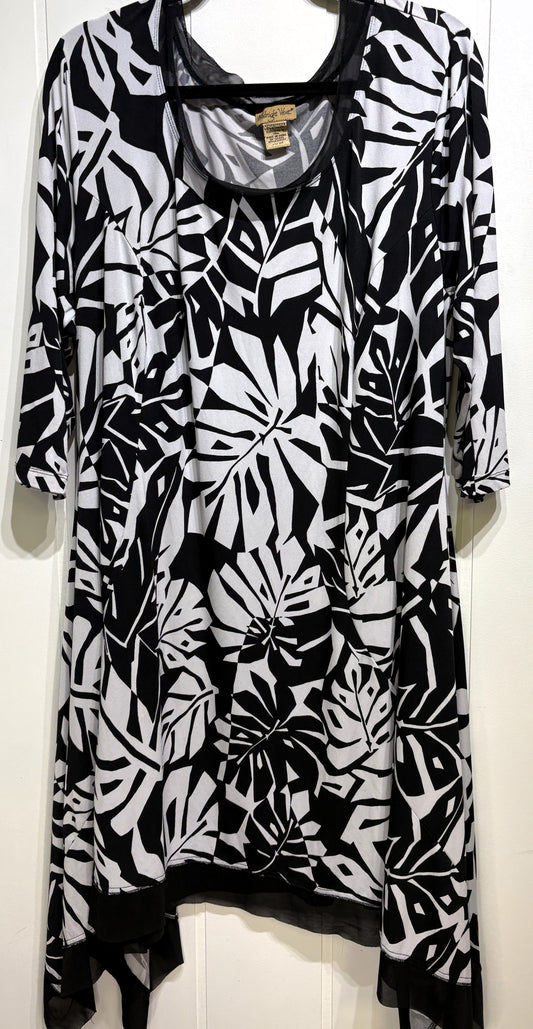 Midnight Velvet Leaf Print Dress