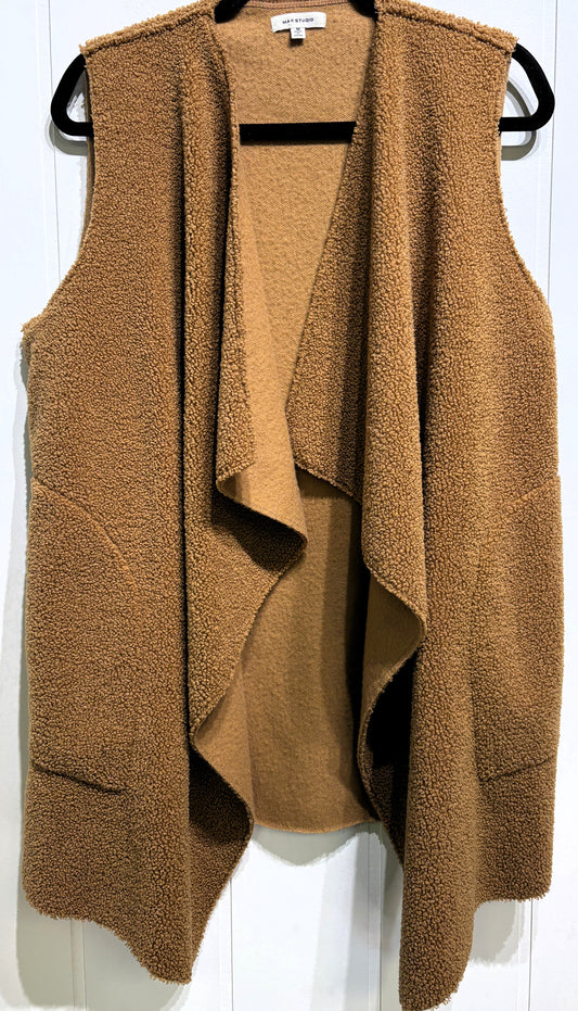 Max Studio Fleece Vest w/Draped Front