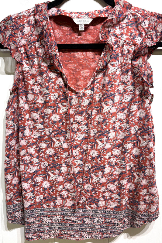 Lucky Brand Floral Ruffle Blouse