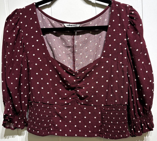AE LS Cropped Polka-dot Blouse