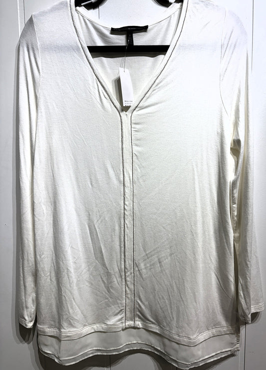 WHBM LS Top w/Silver Chain Detail