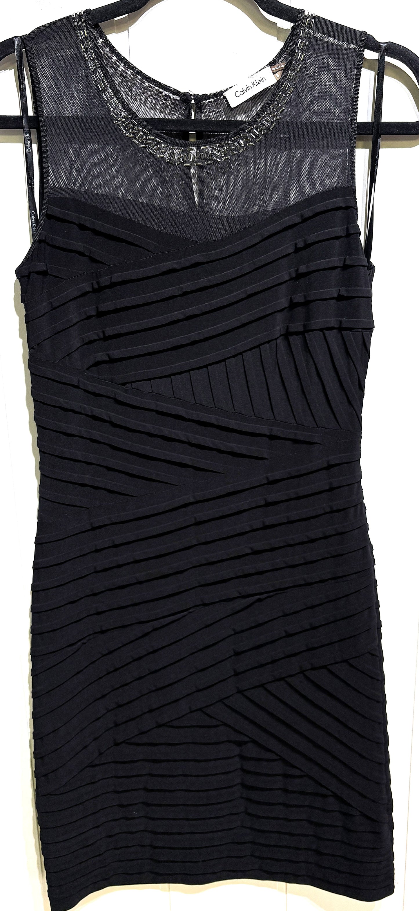 Calvin Klein Dress w/Mesh Beaded Detail