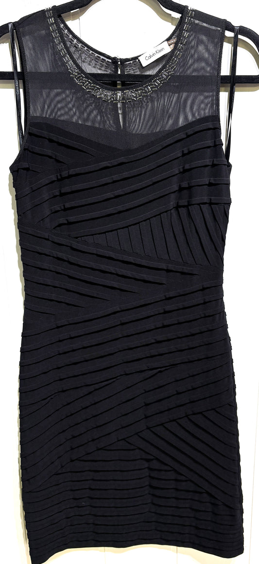 Calvin Klein Dress w/Mesh Beaded Detail