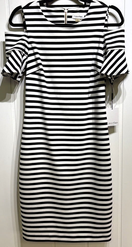 Calvin Klein Striped Cold Shoulder Dress