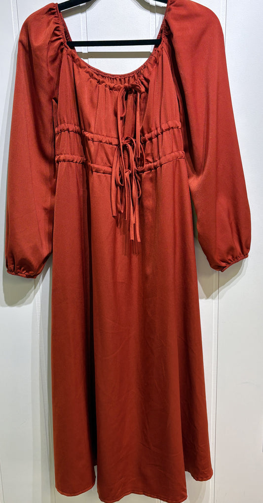HipsterRow Silk Dress w/Front Ties