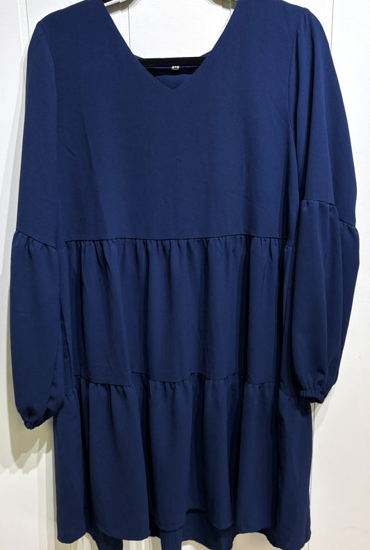 Balloon Sleeve Dress w/Tiered Skirt