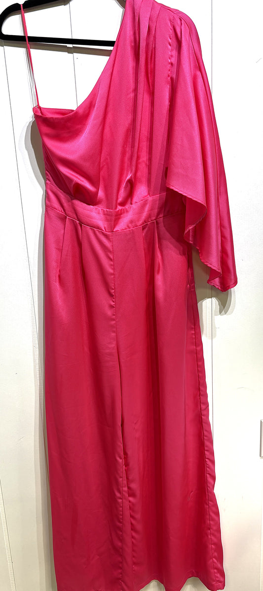 Silky One-Shoulder Pant Jumpsuit