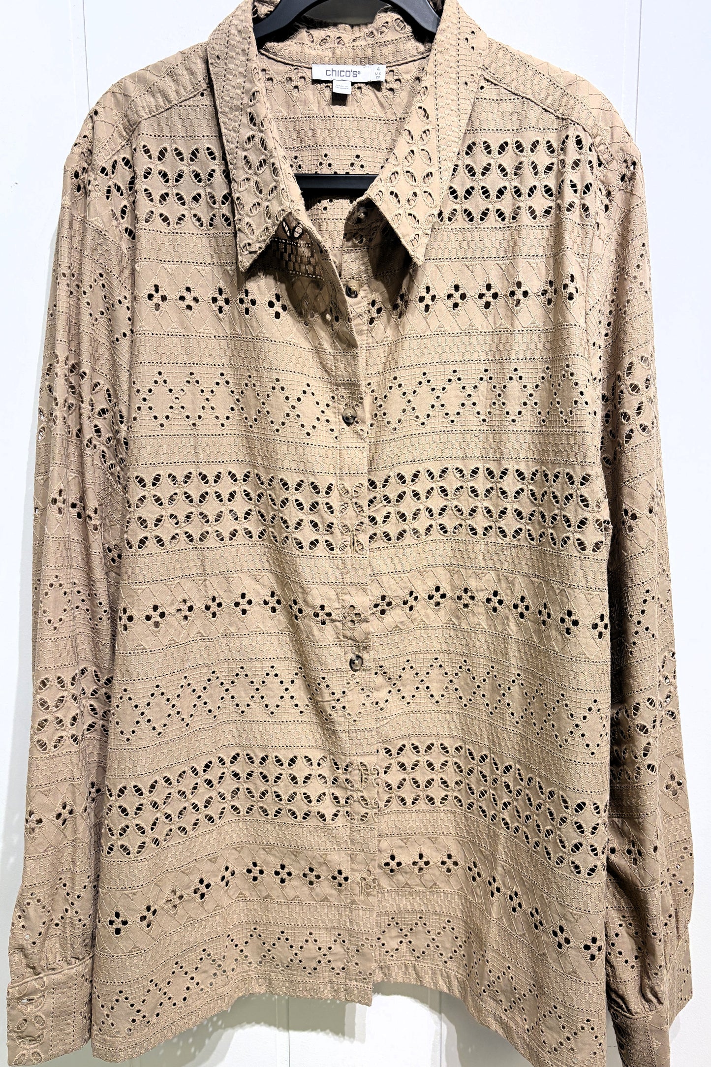 Chico's Embroidered Button Top