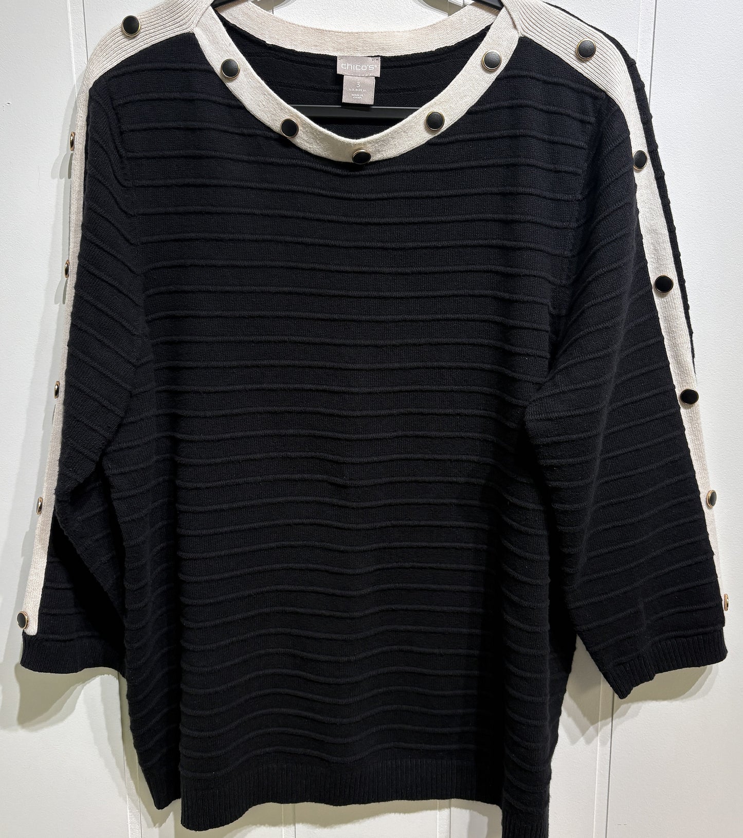 Chico's Button Sleeve Sweater