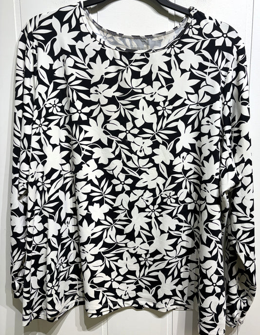 Lands'End LS Floral Top