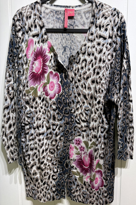 Leopard Floral Print Cardigan
