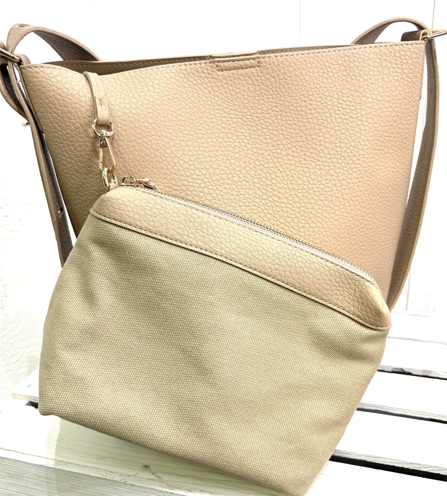 Rachel Zoe Textured Tote Bag w/Clutch