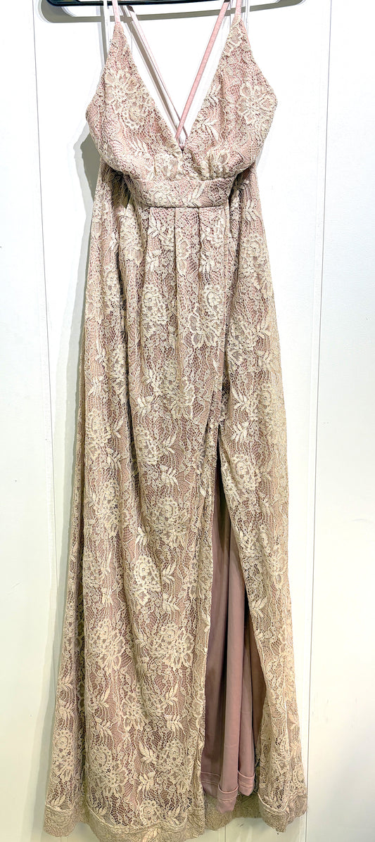 Lulus Floor Length Dress w/Lace Detail