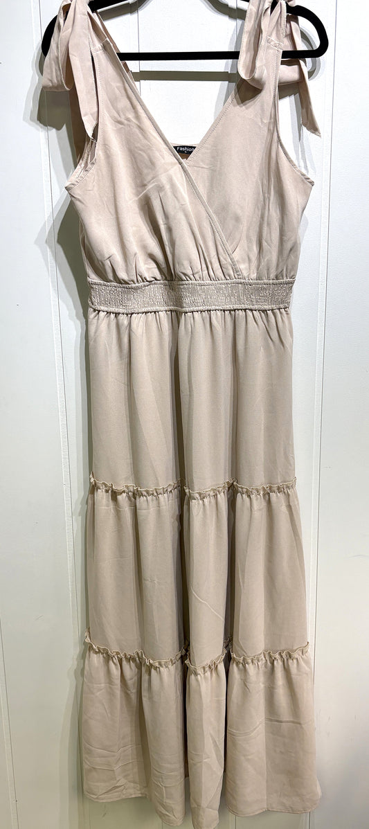 Fashion Tiered Maxi Dress w/Tie Straps