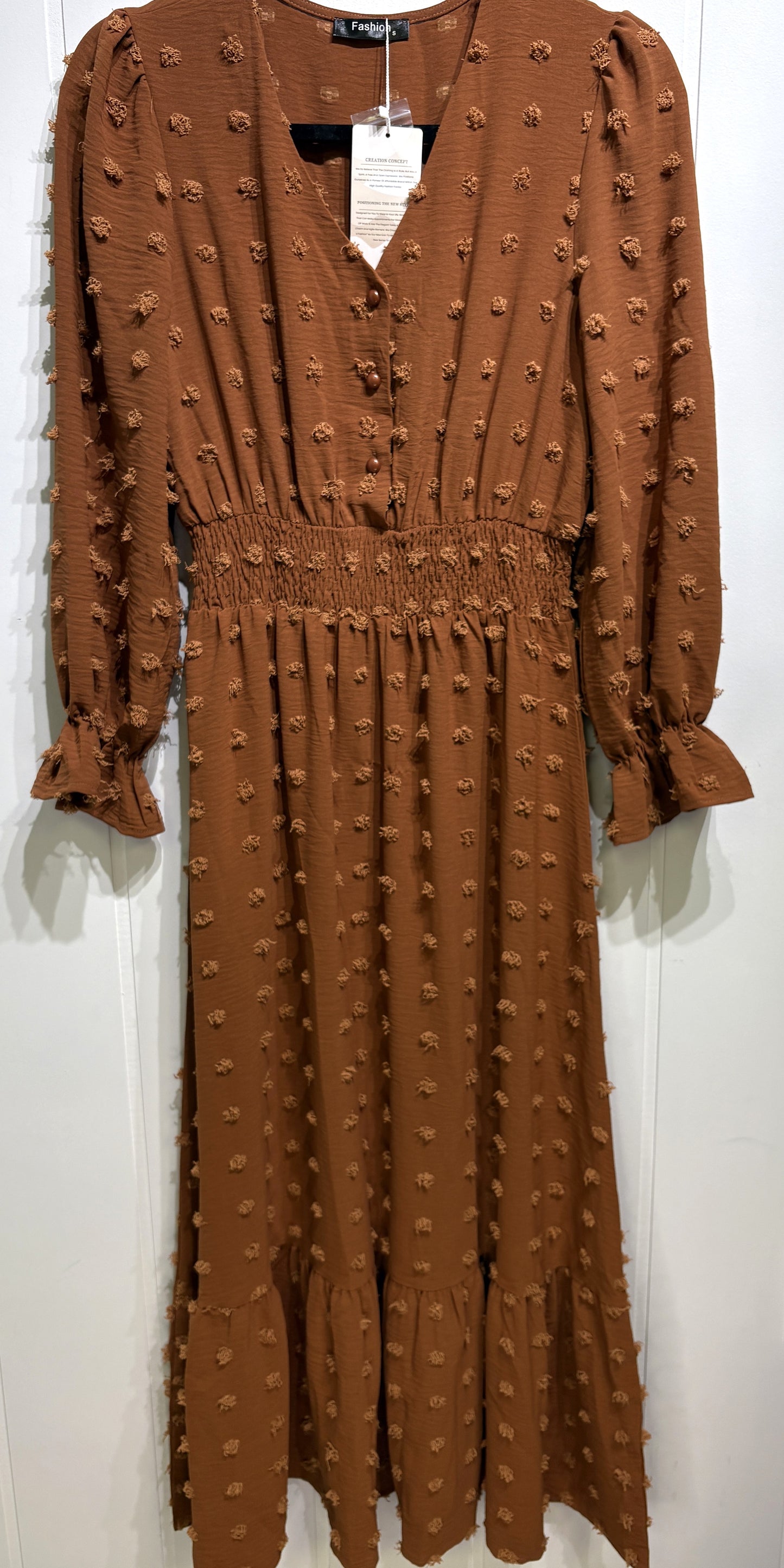 Fashion Textured Dot Maxi Dress