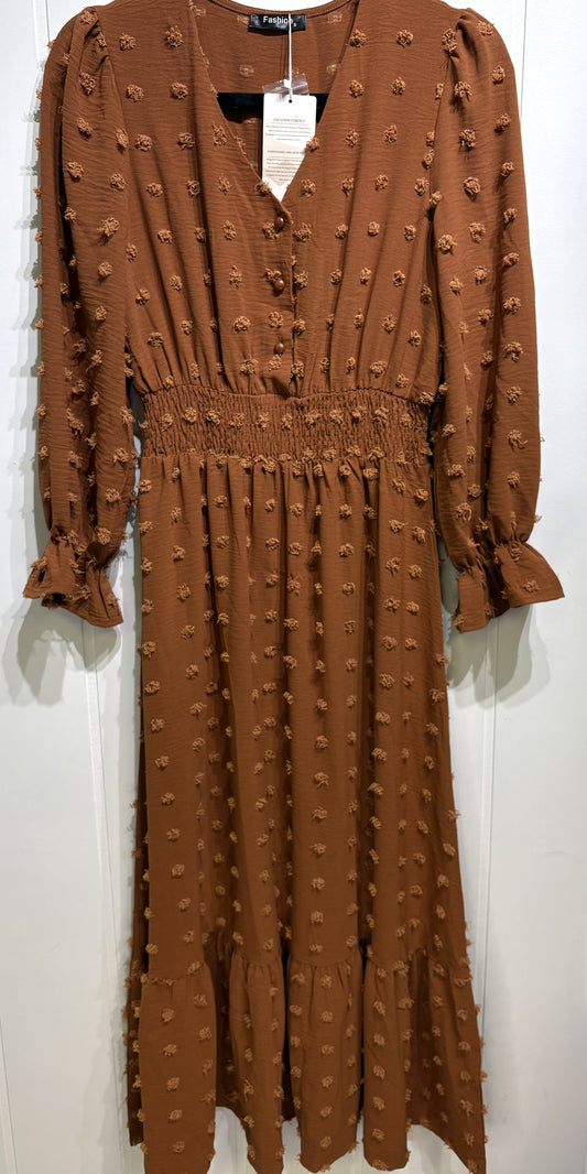 Fashion Textured Dot Maxi Dress