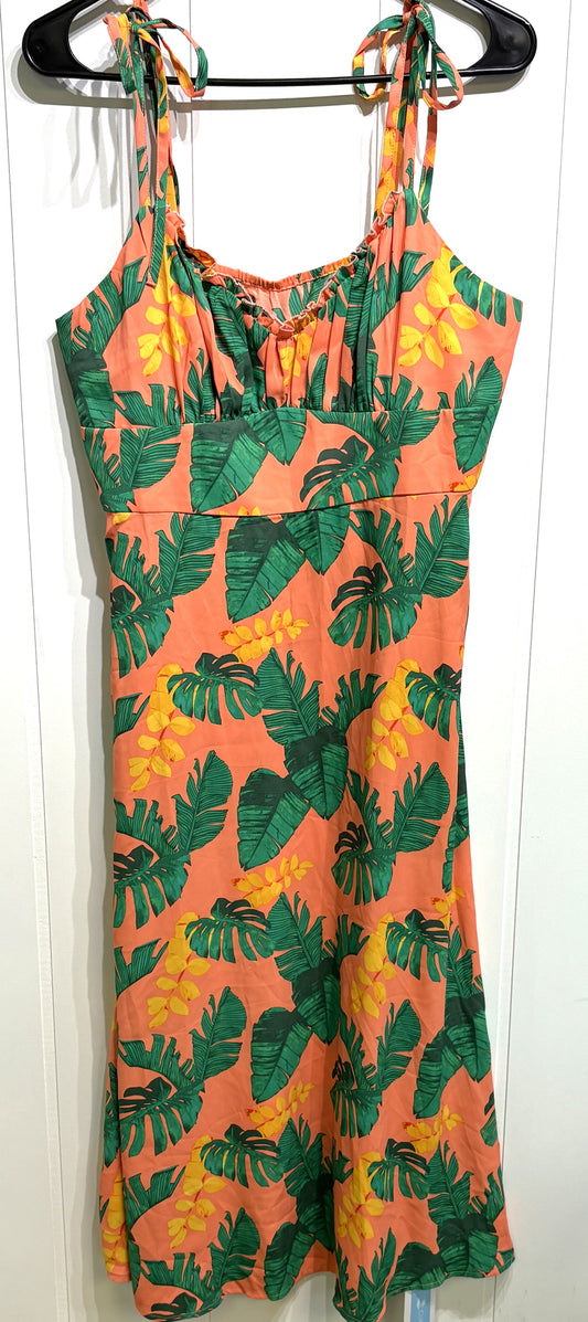 Tropical Print Tie-Shoulder Sundress