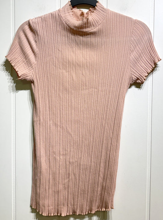 Ribbed Mock Neck Short Sleeve Top