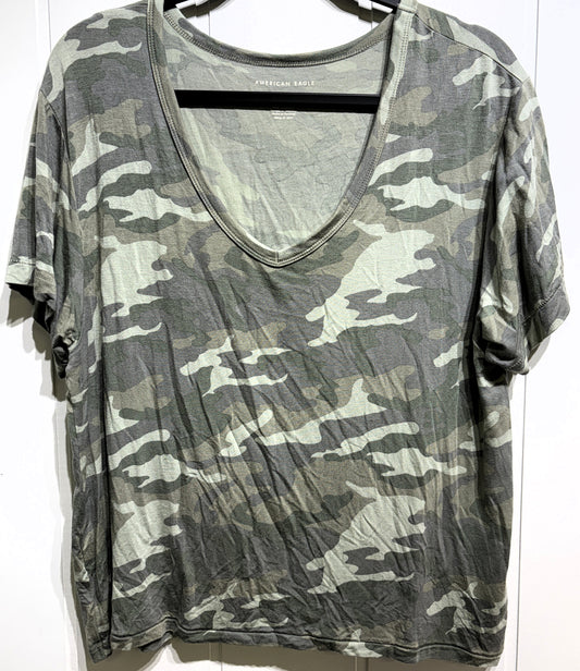 American Eagle Camo V-Neck T-Shirt
