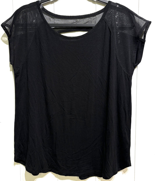 Tahari SS Knit Top w/Mesh Sleeves