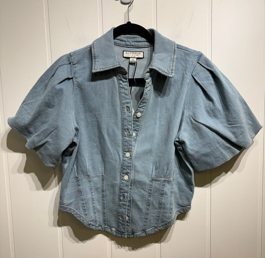 Denim Puff Sleeve Button Up