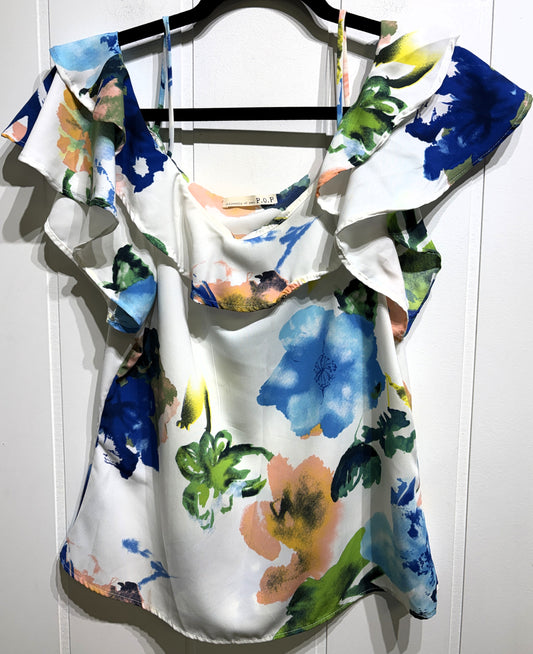 P.O.P Floral Print Off Shoulder Blouse
