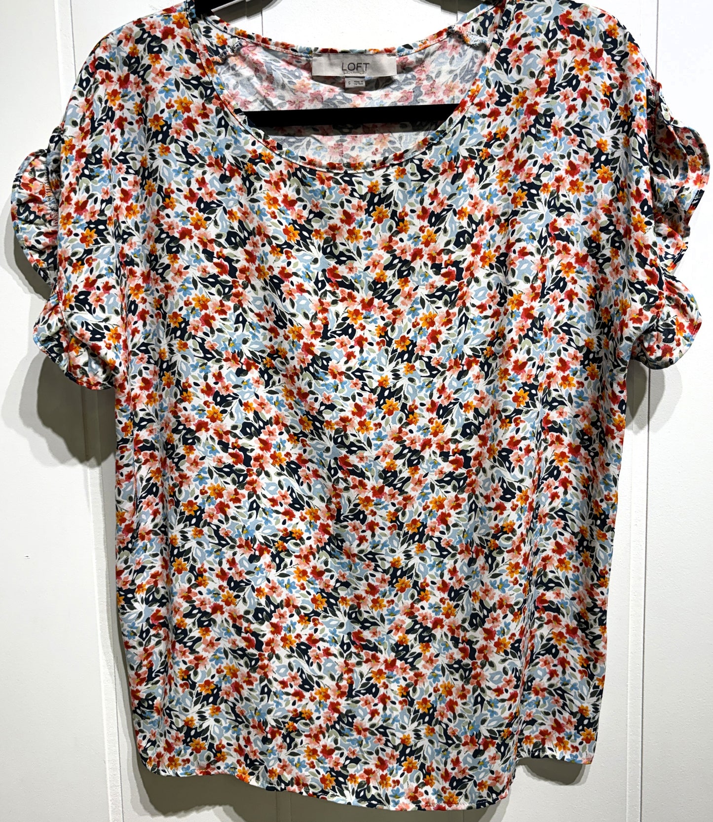 LOFT Ruffle Sleeve Floral Blouse