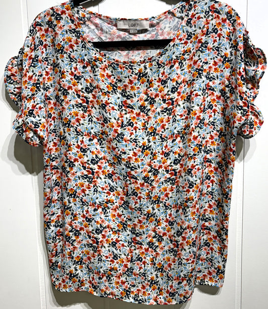 LOFT Ruffle Sleeve Floral Blouse