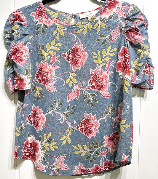 LOFT Ruffle Sleeve Floral Blouse