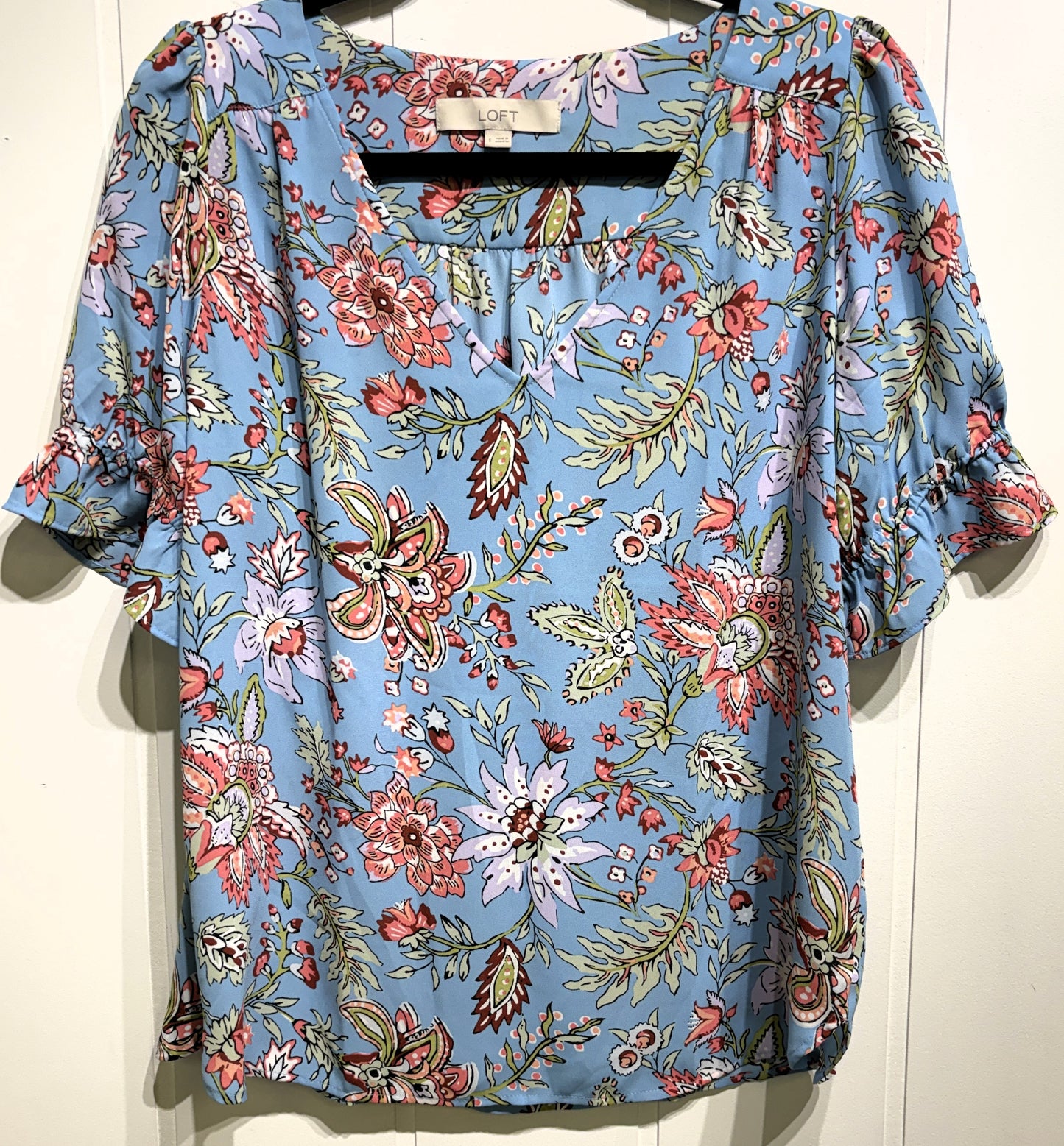 LOFT Ruffle Sleeve Floral Blouse