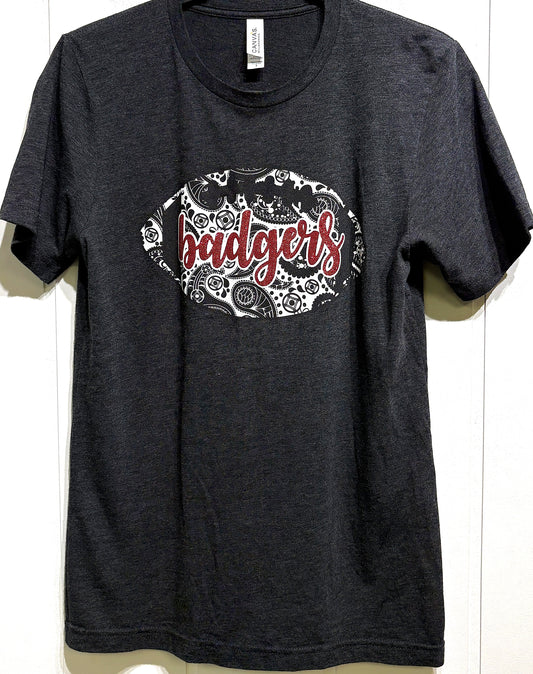 Badgers Glitter Football Logo Tee