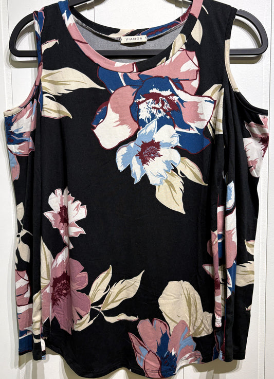 Viamor Cold Shoulder Floral Top