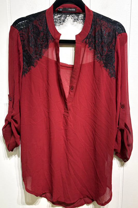 Maurices Blouse w/Shoulder Lace Detail