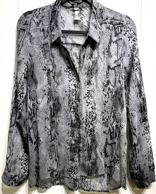 Vanity Snakeskin Button Blouse