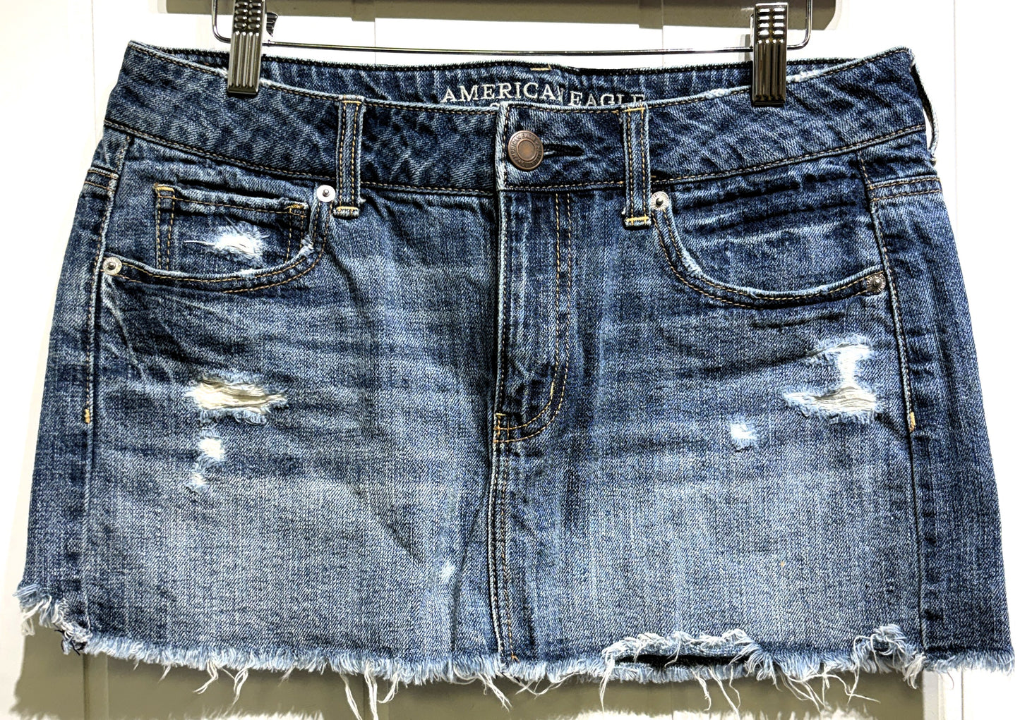 AE Distressed Denim Skirt