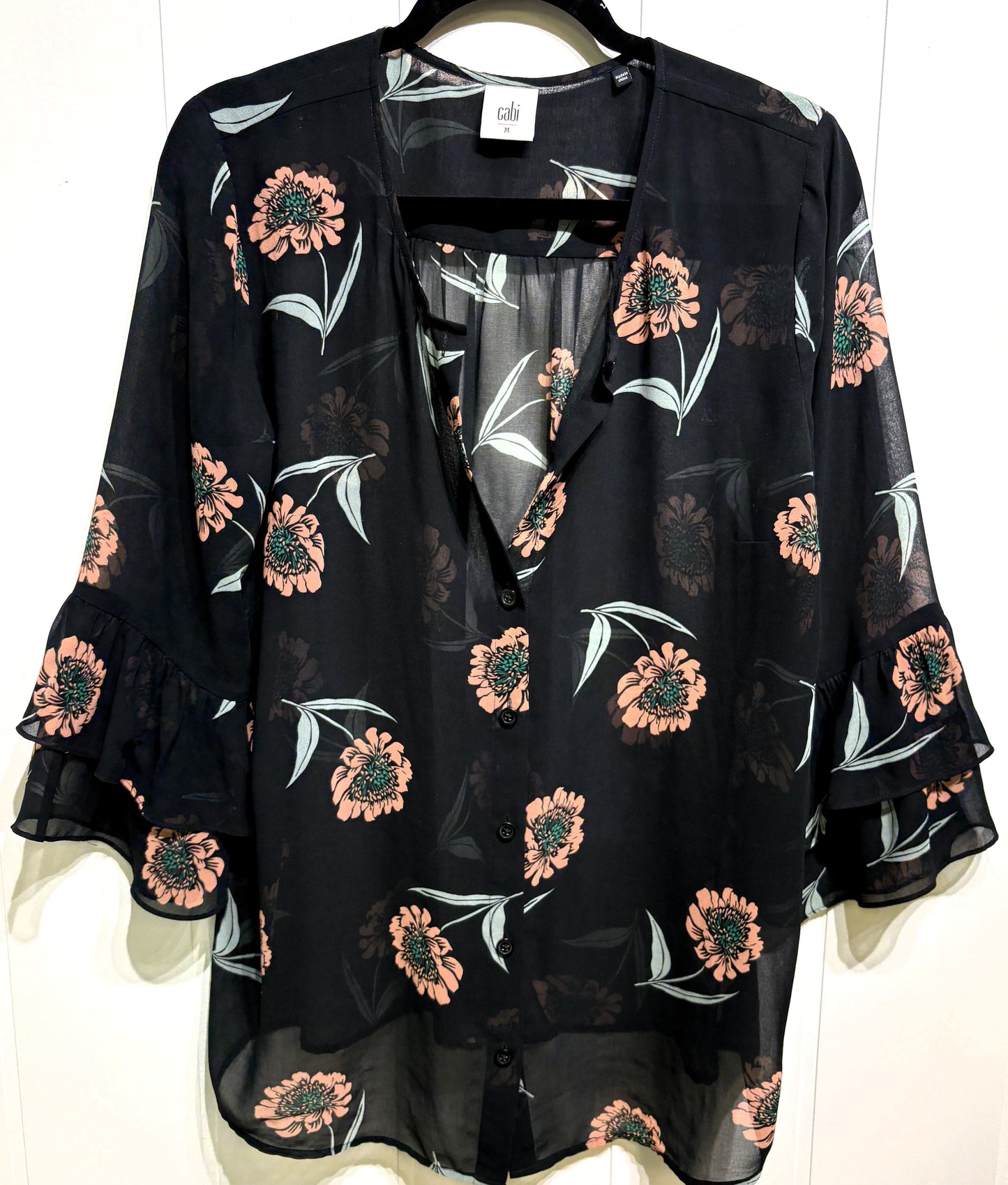 Cabi Floral Bell Sleeve Blouse