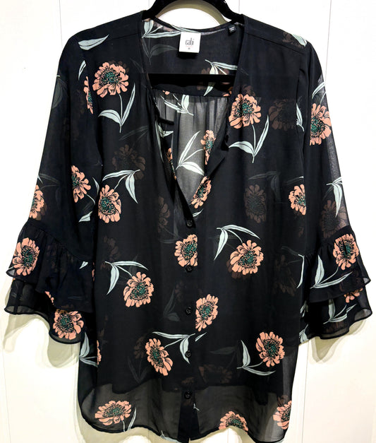 Cabi Floral Bell Sleeve Blouse