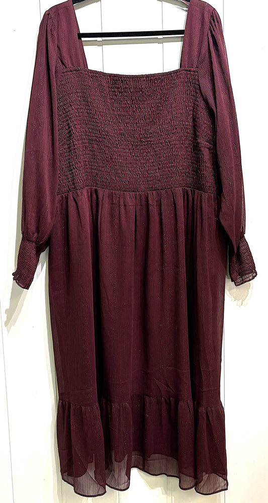Nine West Sheer Sleeve Glitter Dress
