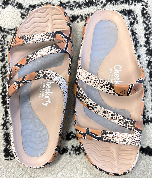 Cheeks Snakeskin Slip-on Sandals