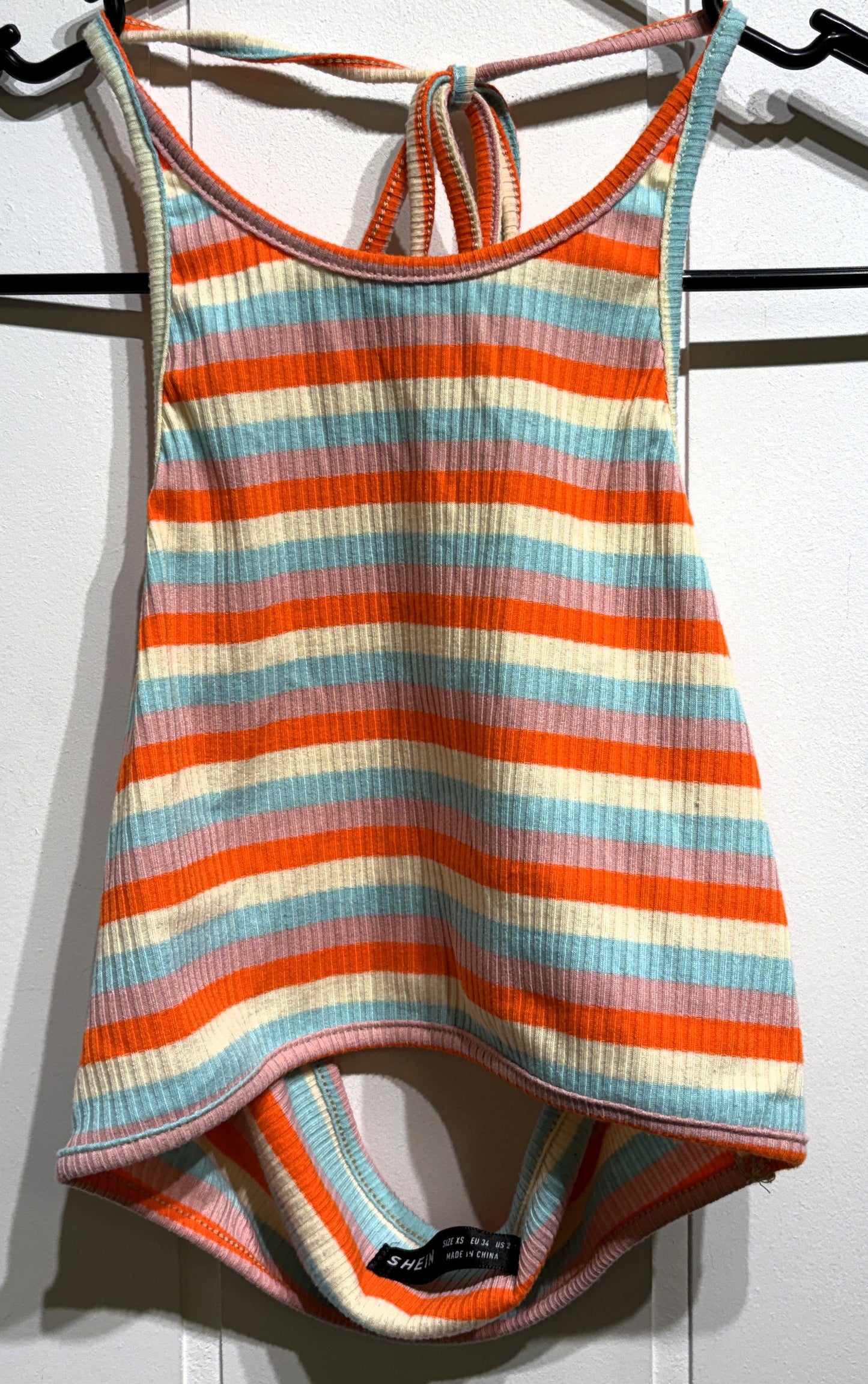 SHEIN Striped Ribbed Halter Tank