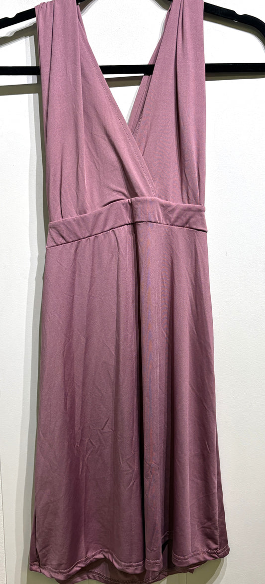 Satin V-Neck Wrap Dress
