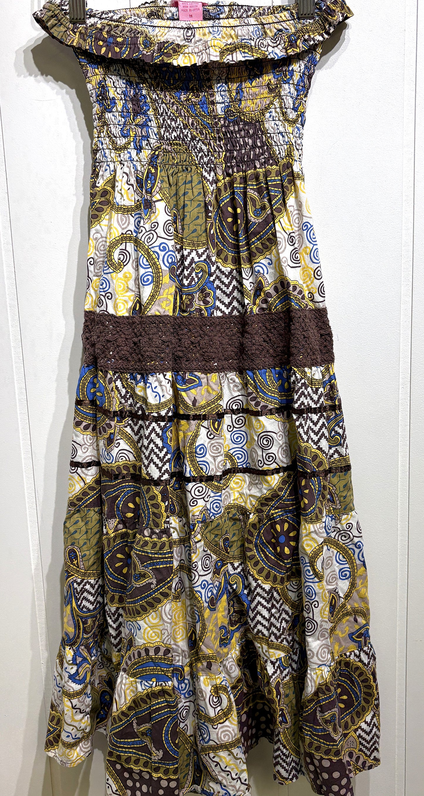 She's Cool Strapless Paisley Maxi Dress